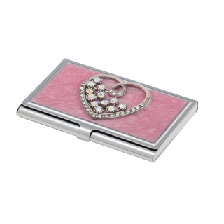 набор подарочный "crystal heart": ручка шариковая + визитница, розовый LS.122008-10