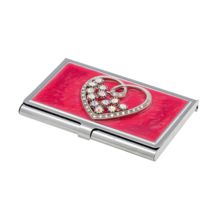набор подарочный "crystal heart": ручка шариковая + визитница, красный LS.122008-05